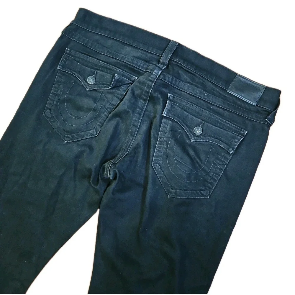 True Religion Ricky Straight Leg Black Jeans Mens Size 38 Made in USA 38x34